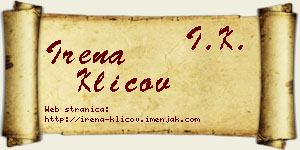 Irena Klicov vizit kartica
